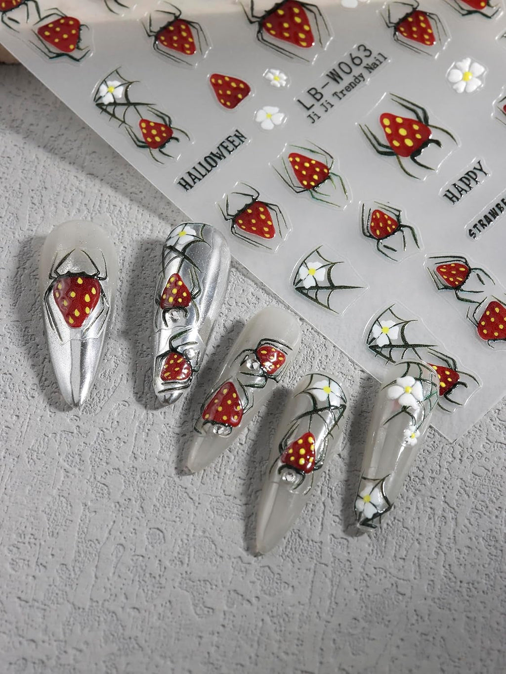 JMEOWIO Nagelsticker Halloween 9 Blatt Nail Art Sticker Selbstklebend Nagelaufkleber Süße Geisterblume Dekoration Nageldesign Zubehör