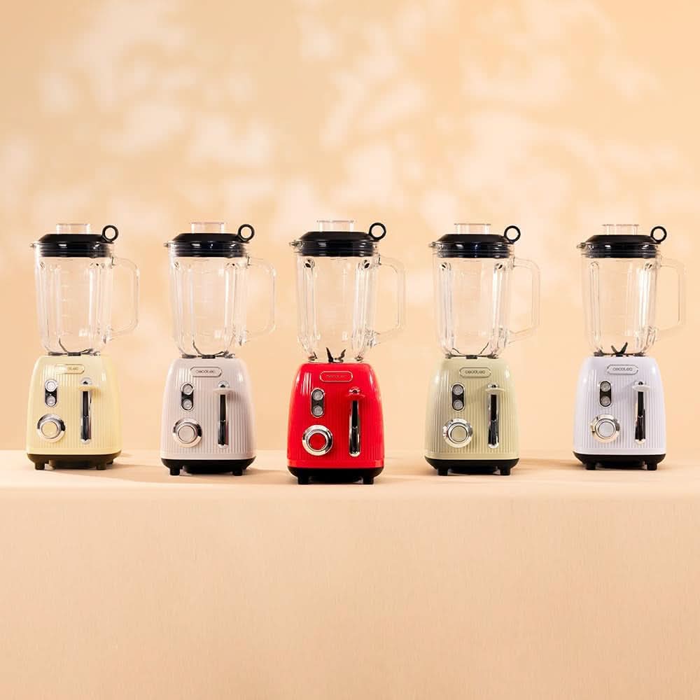 Cecotec Standmixer Retro Power Black Titanium Retroblue, 1200 W Maximale Leistung, 1,5 L Glasbehälter, einstellbare Geschwindigkeit, 4 Klingen mit schwarzem Titanbeschichtung, 100 % Kupfermotor. Küche Naty Shop