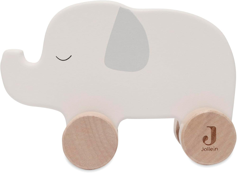 Jollein 112-001-67090 Jucărie din lemn pe roți, verde Jucarii Bebe Naty Shop Elefant
