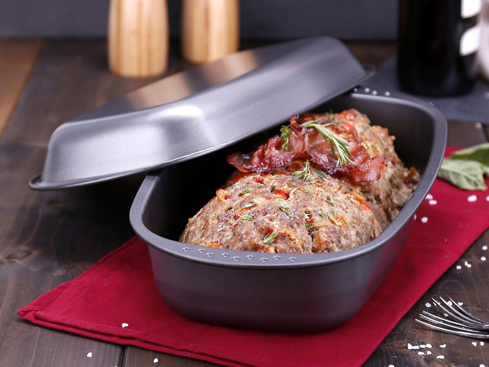 Chg 9942-04 Bratenform Mit Deckel, Antihaftbeschichte, Anthrazit-Metallic, 37 X 20 X 7 Cm Backformen und Tabletts Naty Shop