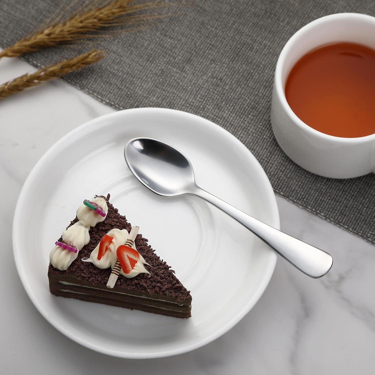 Kaffeelöffel aus Edelstahl, Design mit runden Kanten, 12er-Pack, Silber Naty Shop Kitchen