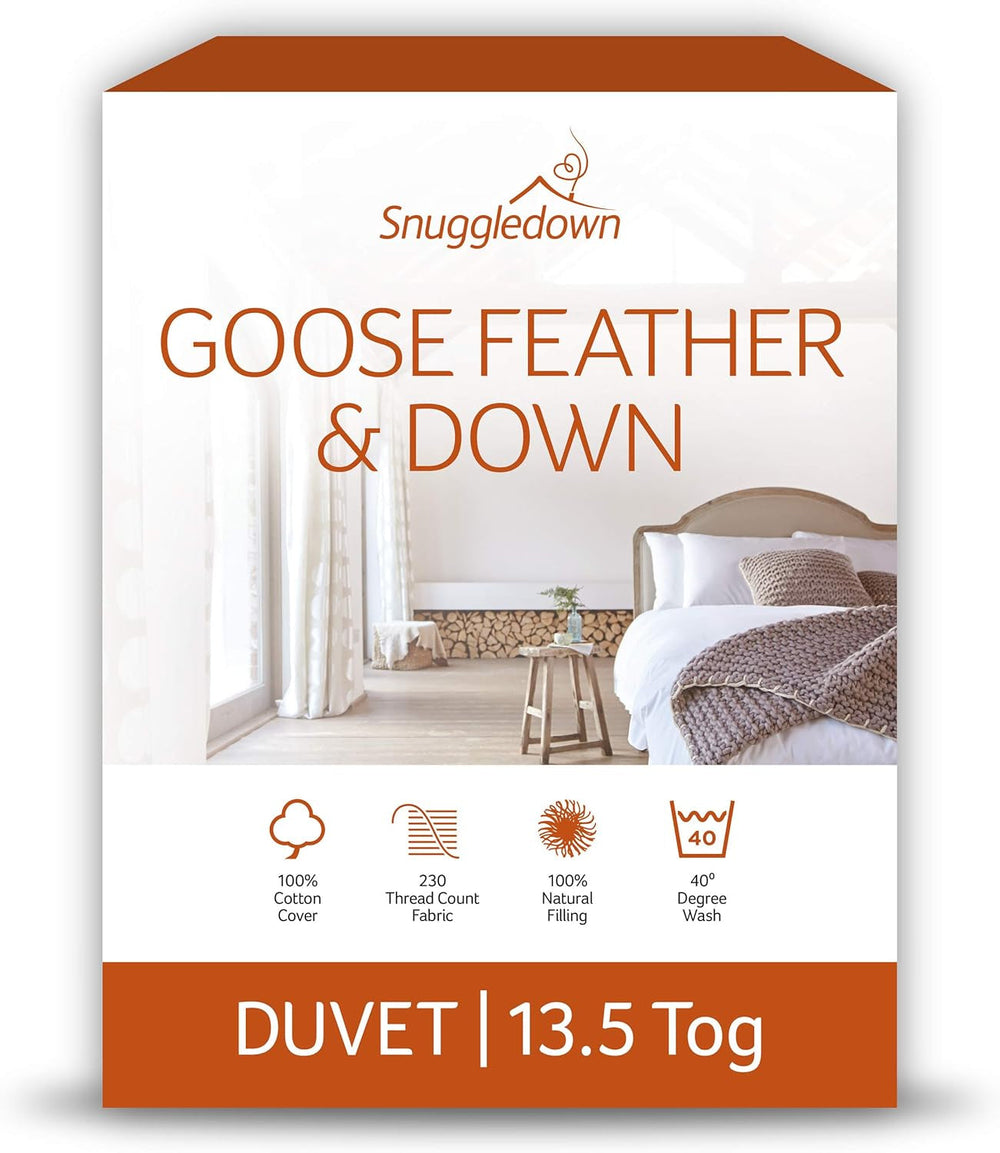 Snuggledown Freshwash-Allergie-Bettdecke, 13,5 Tog, winterwarm, Baumwolle, Weiß, Einzelbett Naty Shop Super King 13,5 Tog Bettdecken