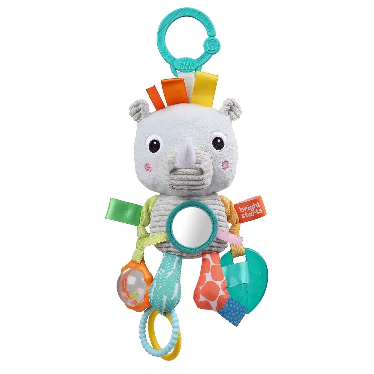 Bright Starts, jucărie pentru cărucior, leneș - cu zornăitor, oglindă și bucle taggie Jucarii Bebe Naty Shop Rinocer