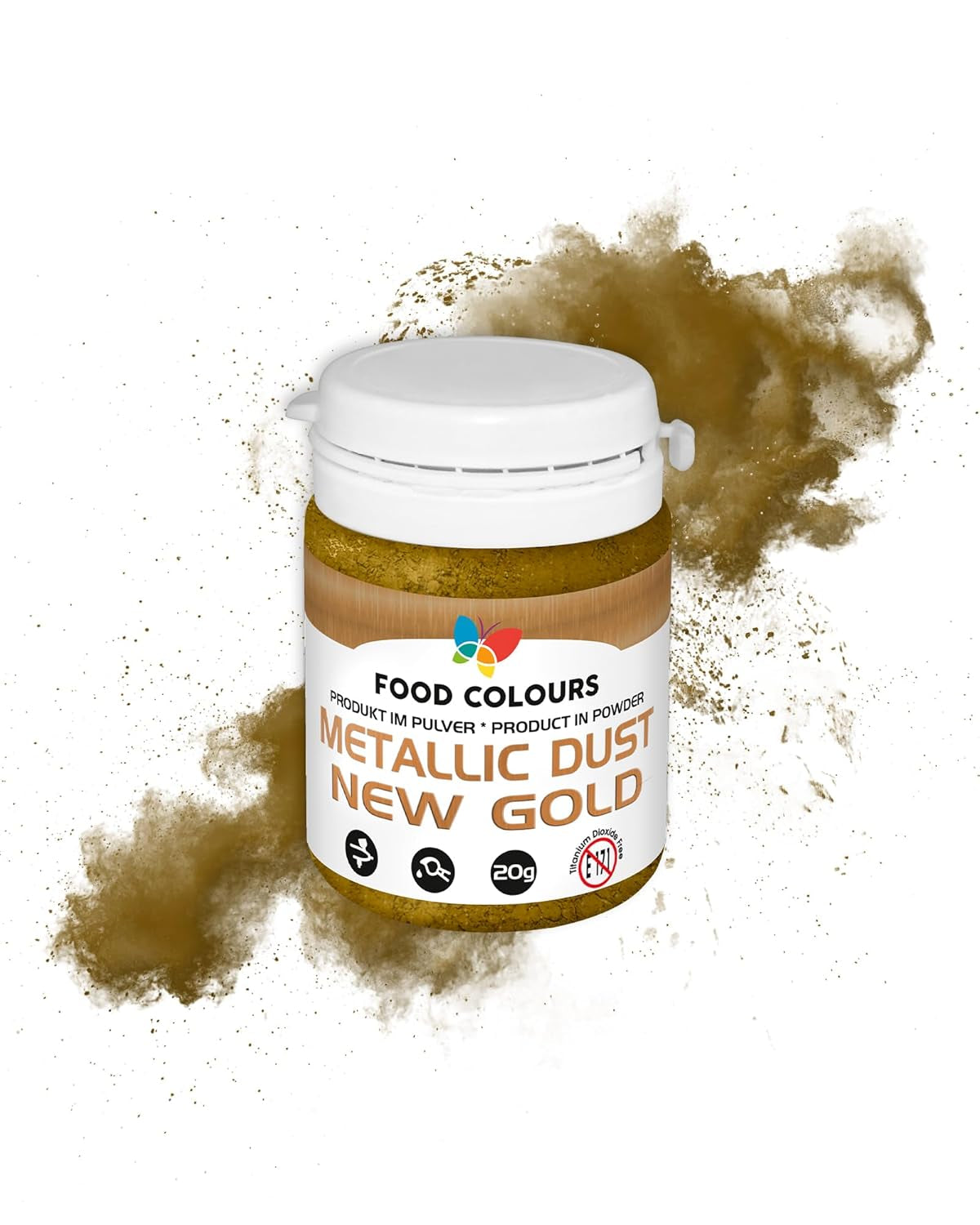Coloranți alimentari Pudră de colorant alimentar cu efect metalic, Colorant comestibil ORIGINAL GOLD 20G – Ideal pentru decorarea prăjiturilor, tartelor, pastelor de zahăr, fursecurilor și băuturilor.