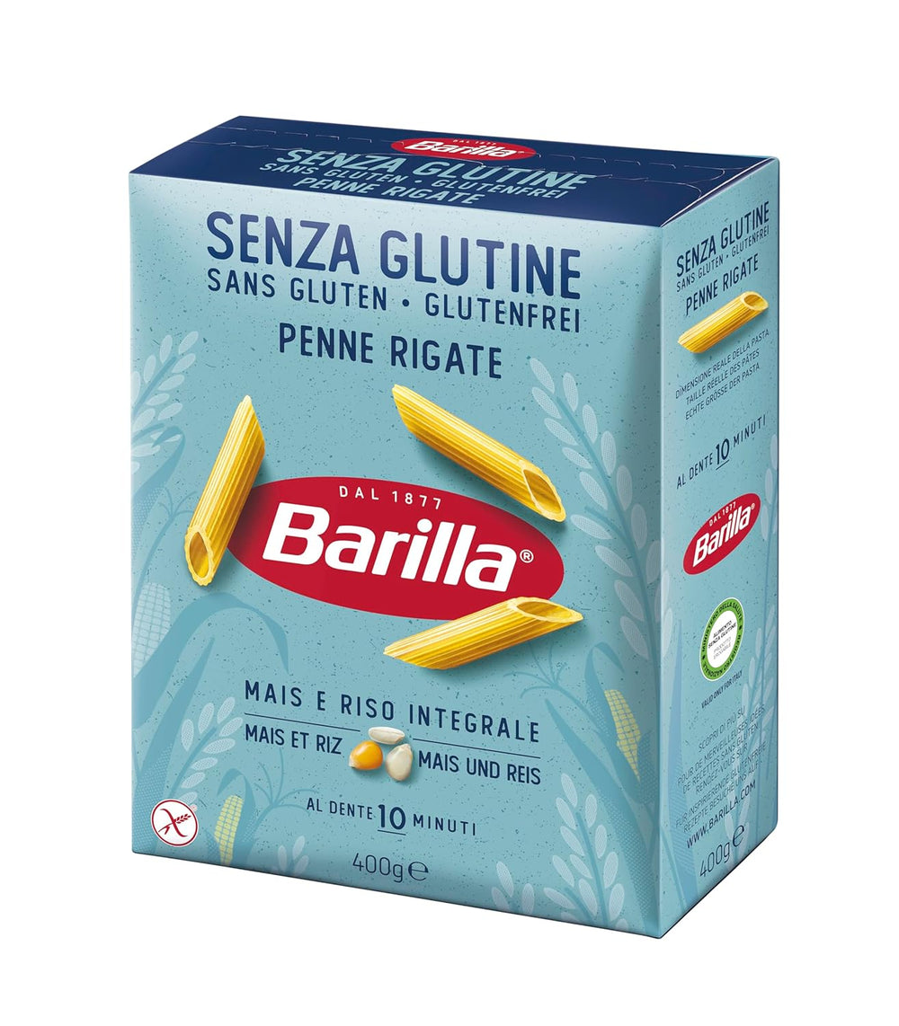 Barilla Penne Rigate glutenfreie Pasta aus köstlichem Mais und Reis – perfekt für Menschen mit Zöliakie oder Glutenunverträglichkeit (14 x 400 g)