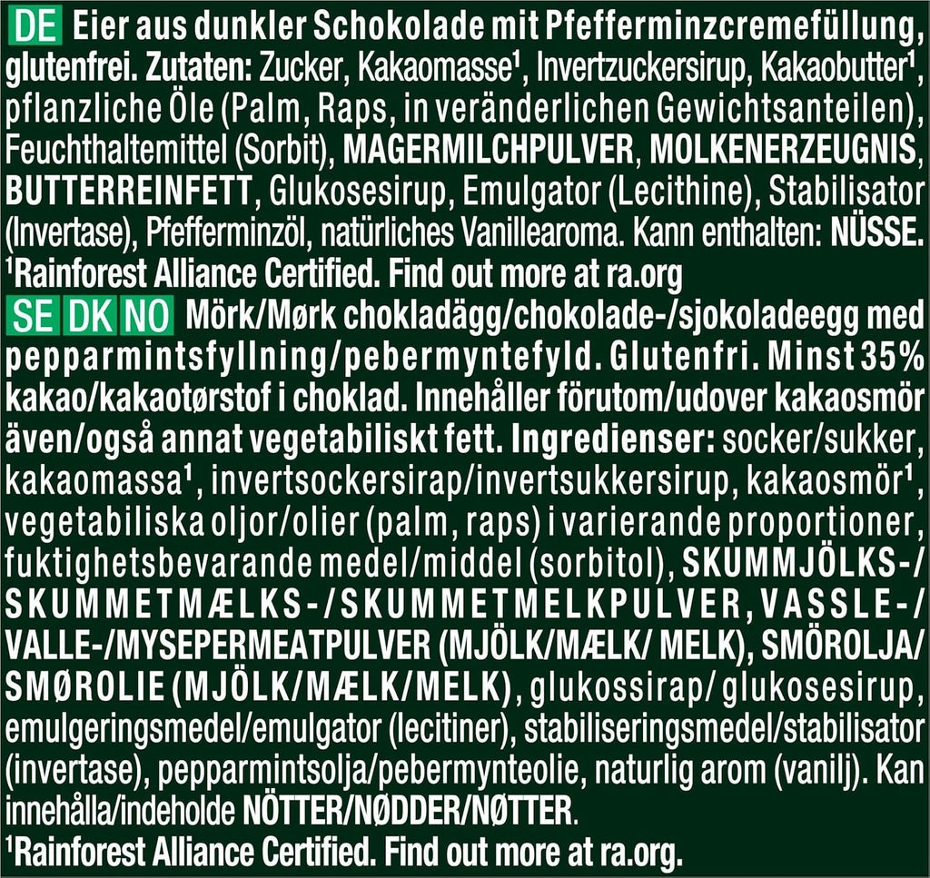 NESTLÉ after EIGHT, ouă mici de Paște de ciocolată neagră ambalate individual cu umplutură de mentă, 90 grame Bomboane de Ciocolata Naty Shop