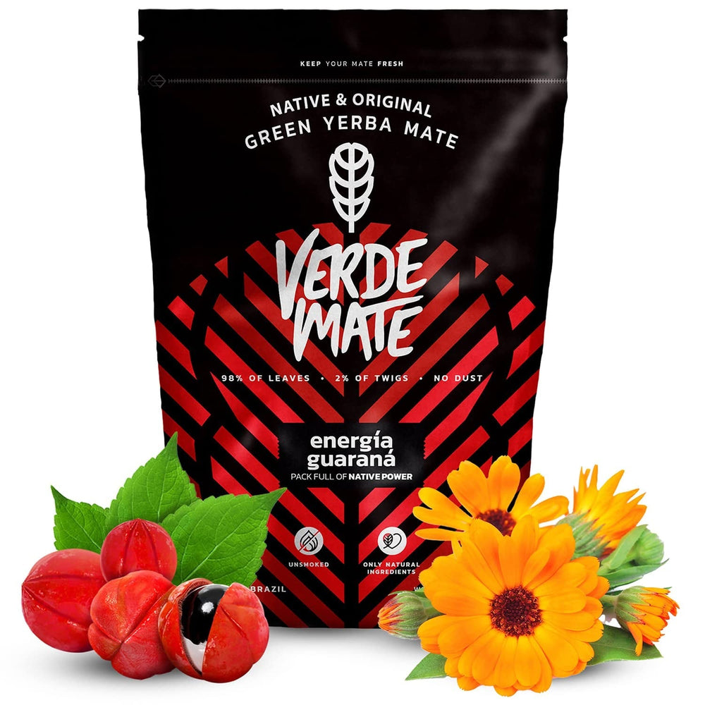 Set de ceai Yerba Mate cu plante | Yerba Mate cu plante | Verde Mate Green Energia Guarana, Guayusa Jazmin, Sarsaparilla | Yerba Mate verde brazilian | 3X500G