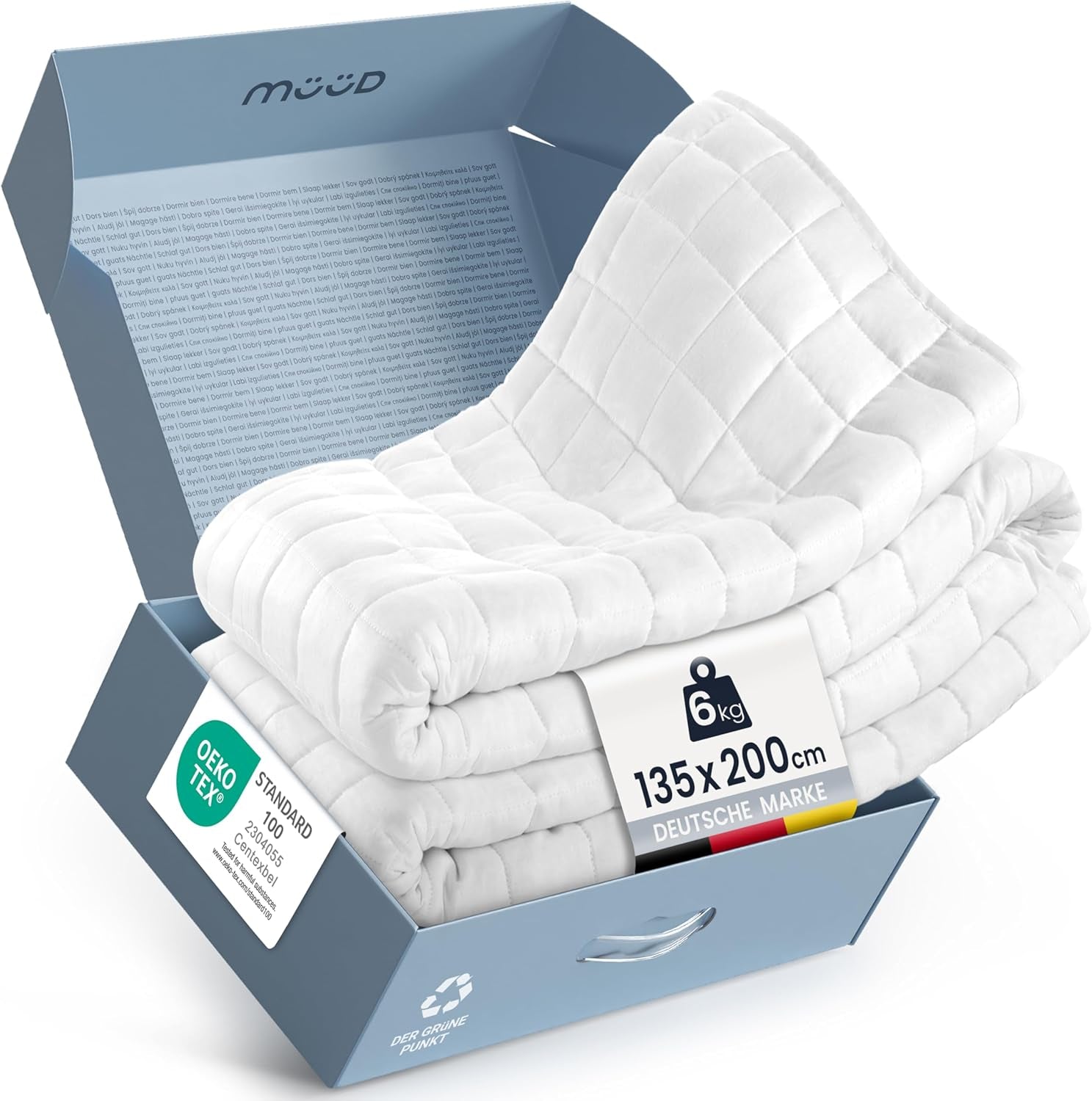 Pătură terapeutică de 7 kg I 135X200Cm I Pentru somn odihnitor I Pătură ponderată de înaltă calitate din bumbac respirabil I Reducătoare de stres și terapeutică - Inclusiv cutie de ambalare cu mâner de transport Paturi si Cuverturi Besuche den mÃ¼Ã¼d-Store 135 X 200 Cm 6,0 Kilograme