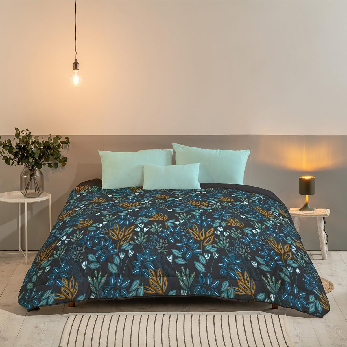 Bleu Câlin Imprimat 1 persoană Hermance plapuma, poliester, albastru/gri, 140 X 200 Cm Plapumi si pilote Naty Shop Albastru/gri 220X240 Cm