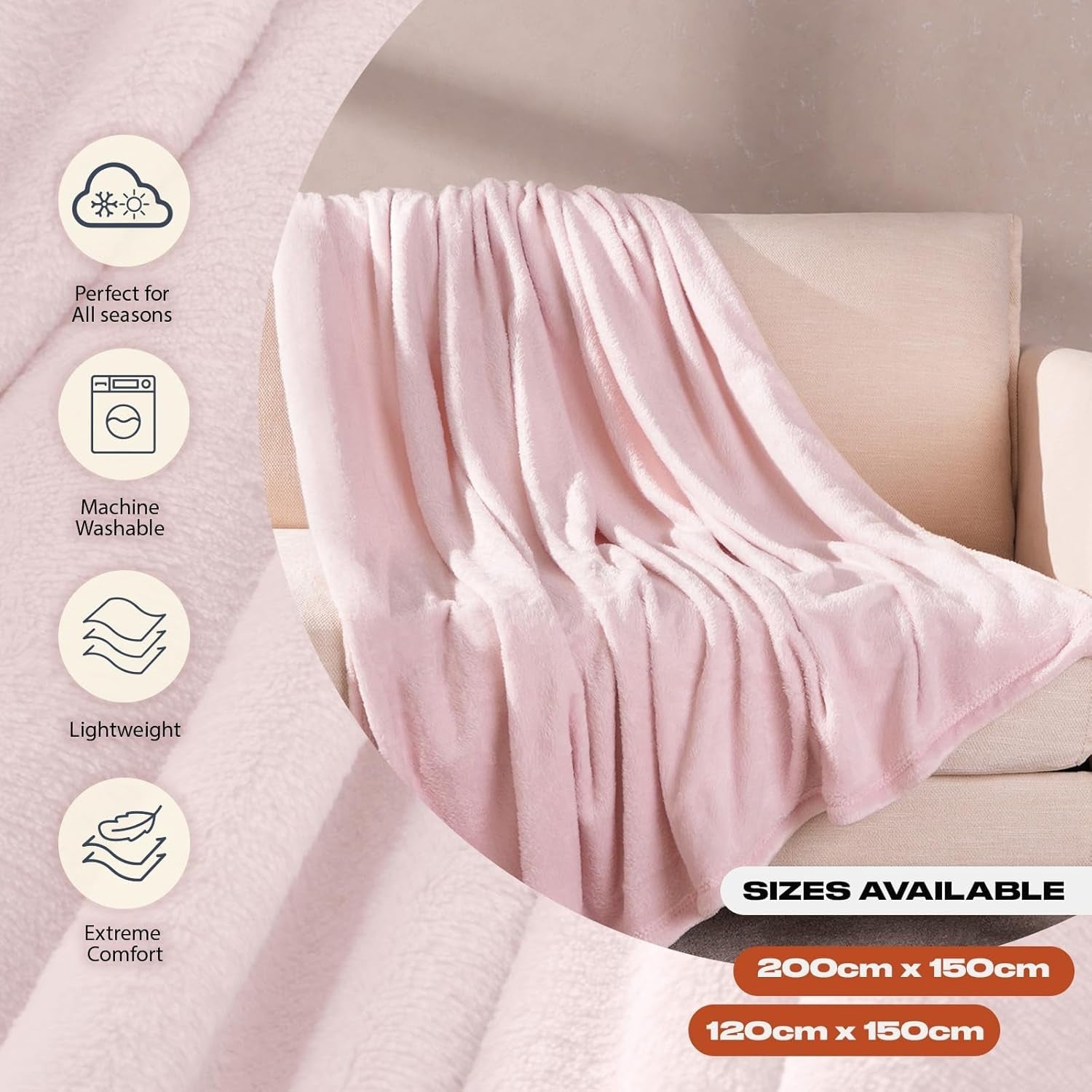 Brentford's Flanell-Fleecedecke, extra weich, groß, flauschig, warm, Tagesdecke für Schlafzimmer, Einzelbett, Sofa, Couch, Blush Pink – 120 x 150 cm. Betten und Decken. Beuche den Brentfords-Store