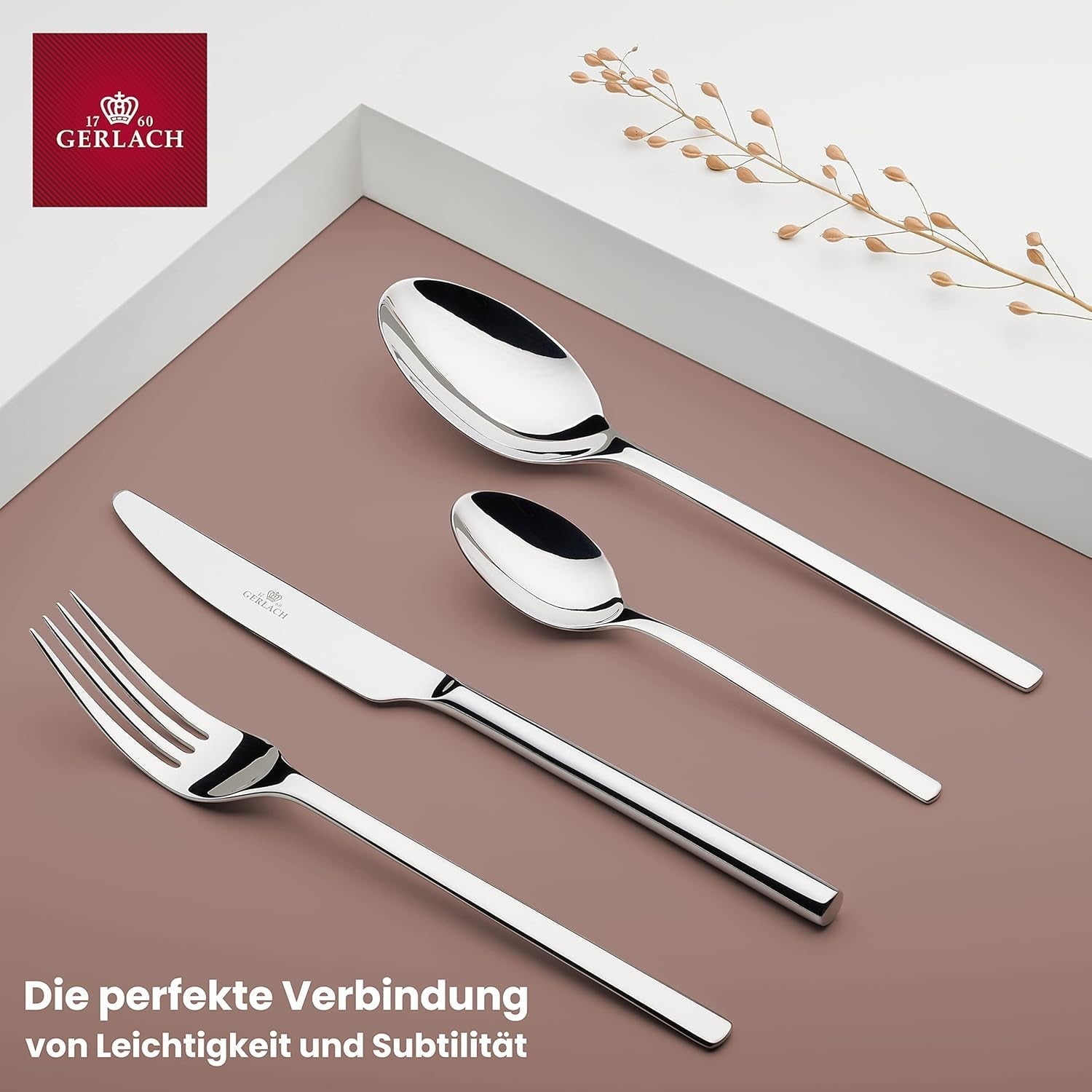 Gerlach Modern Besteck-Set Für 6 Personen Spülmaschinenfest Essbesteck Aus Edelstahl Elegantes Besteck Mit Messer Gabel Löffel Und Teelöffel Tafelbesteck Rostfrei 24 Stk Naty Shop