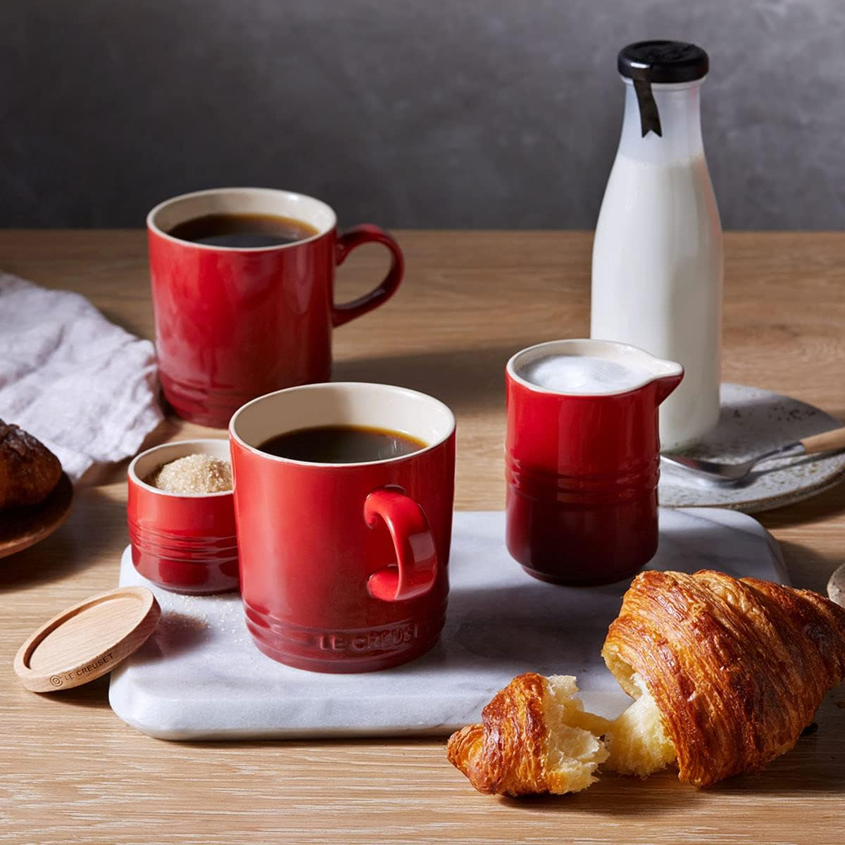 Cană de lapte din gresie Le Creuset, 150 ml, roșu cireș, 91051700060099