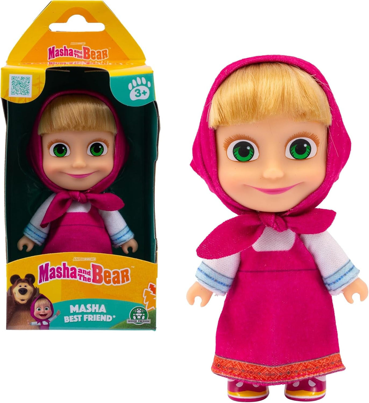 Masha și Michka, Păpușă, 12 cm, Colecționabilă, Model Ținută de vară, Jucărie pentru copii de la 3 ani în sus, MHA001