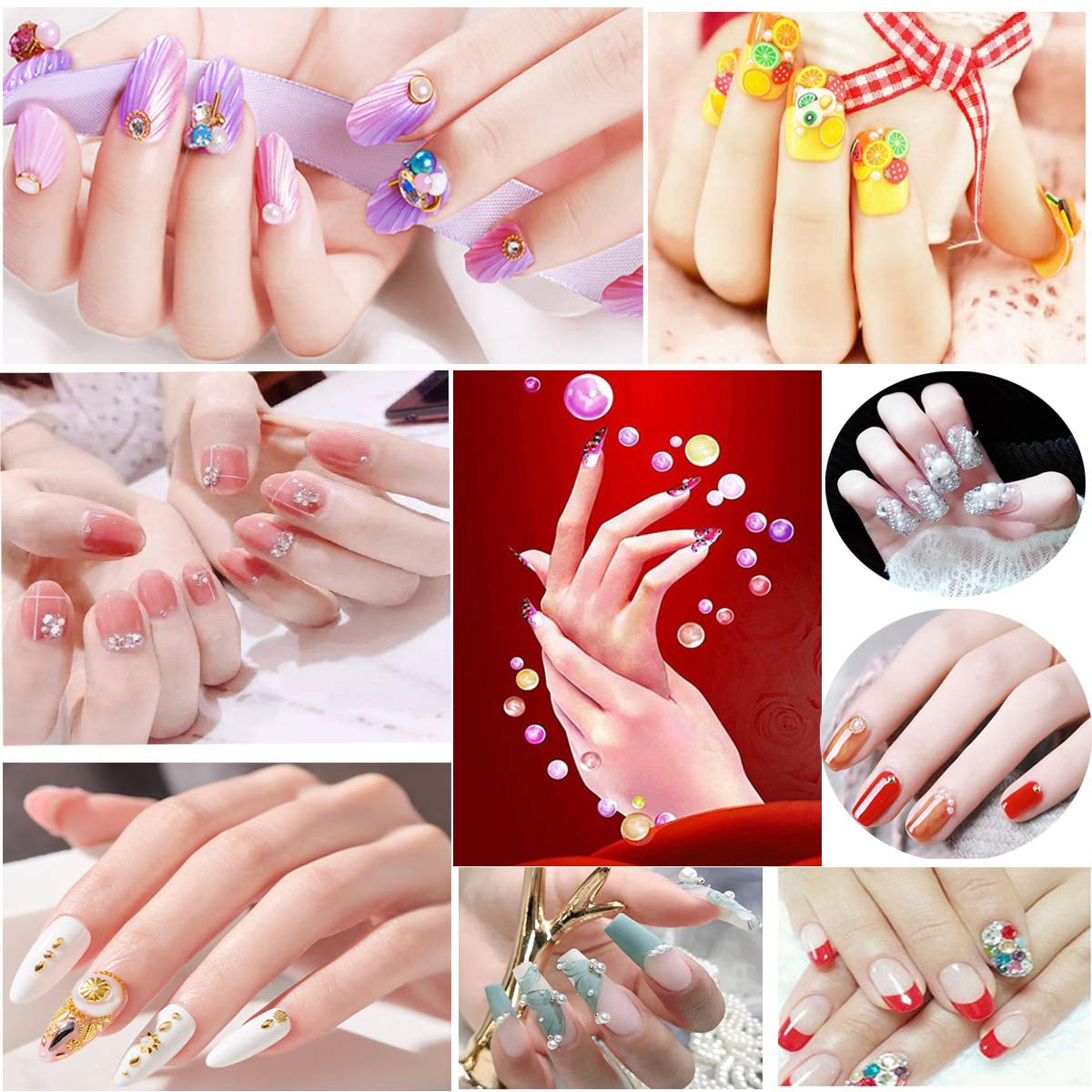 8 Boxen Nail Art Strass Kit - Nail Art Gemischt Strass Set, Nagel Kunst Strasssteine Gems Perlen Edelsteine Bunt Pferdeaugen Strass Für Nageldesign Zubehör Mit 1 Pinzetten Und 1 Strass Picker Für DIY