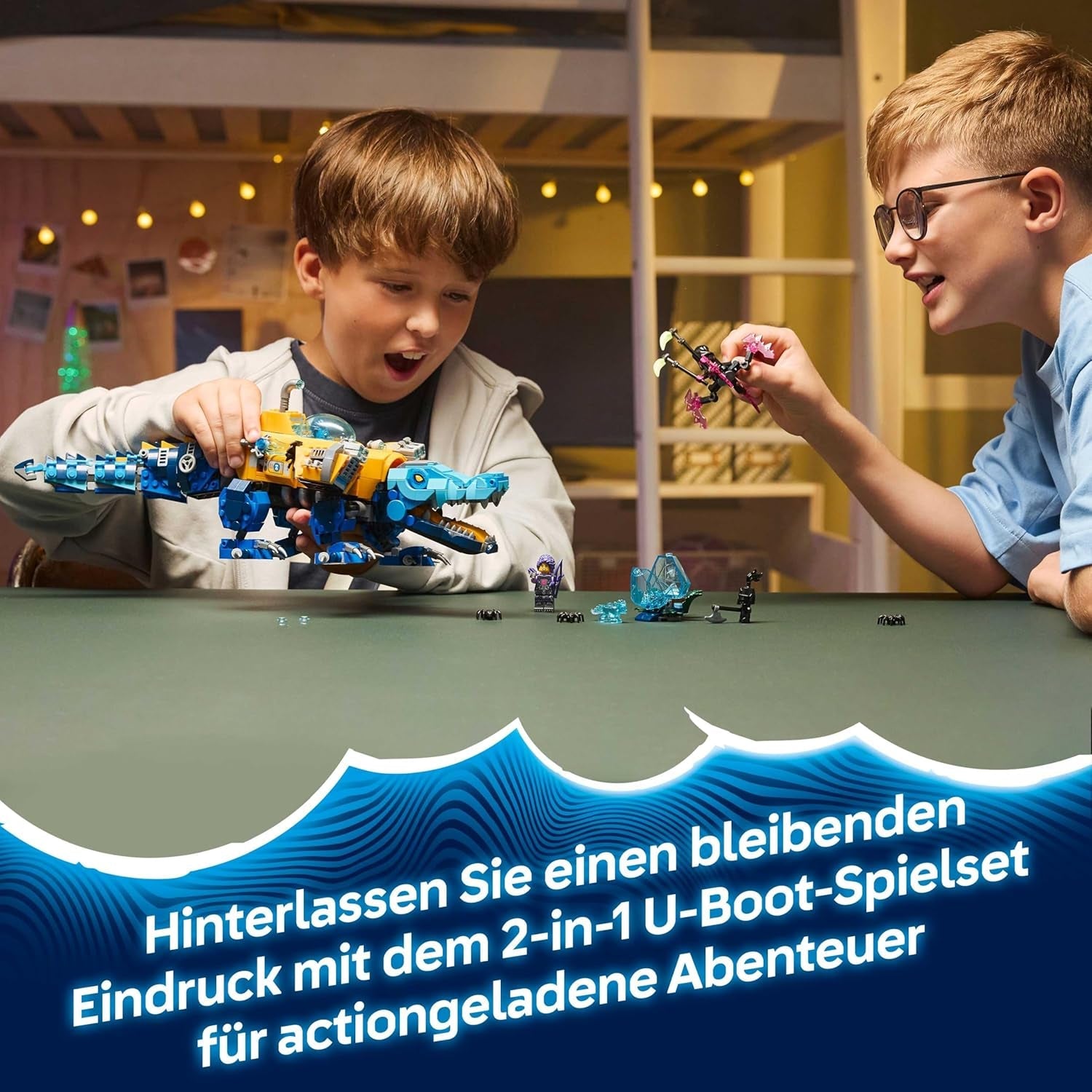 LEGO DREAMZzz 2in1 Krokodil-U-Boot - Spielzeug verwandelbar in Adler-U-Boot - inkl. 3 Minifiguren, 2 Spinnen und Einer sammelbaren blauen Schatz-Kreatur - Geschenk für Jungen ab 8 Jahren - 71512