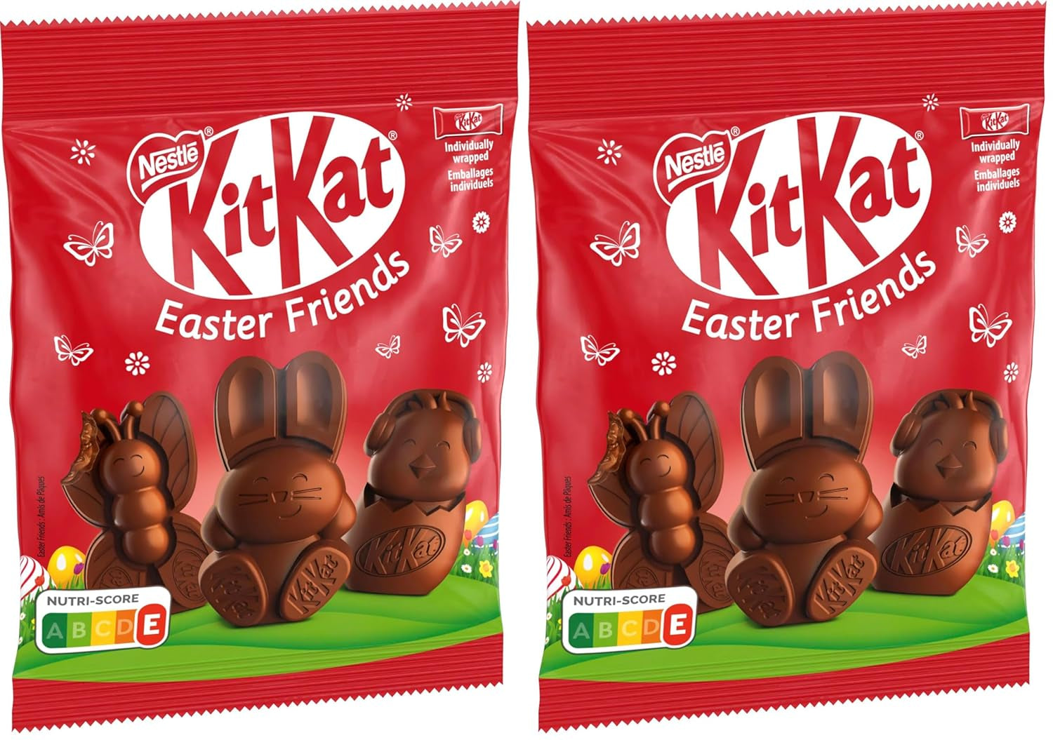 NESTLÉ Prietenii de Paște, mini figurine de Paște din ciocolată cu lapte cu bucățele crocante, pachet de 2 (1 x 65g)