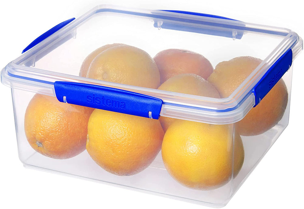 Borcan pentru depozitarea alimentelor Sistema KLIP IT, 5 litri, borcan de depozitare stivuibil și etanș cu capac, potrivit pentru frigider/congelator, plastic fără BPA, clipsuri albastre, 1 bucată (pachet de 2) Cutii depozitare alimente Naty Shop