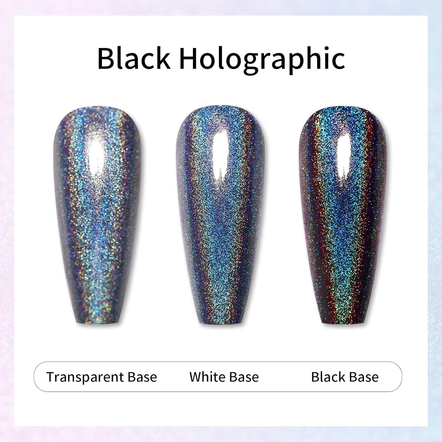 Born Pretty Oja cu Glitter, Rainbow Shining Glitter Super Shine Oja Nail Art Neagră