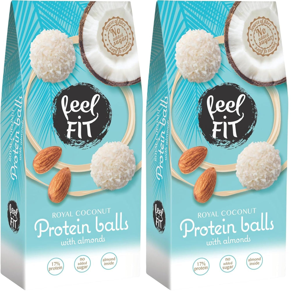 Praline de cocos fără zahăr cu migdale, feel FIT, fără zahăr adăugat, 17% proteine, 63 g