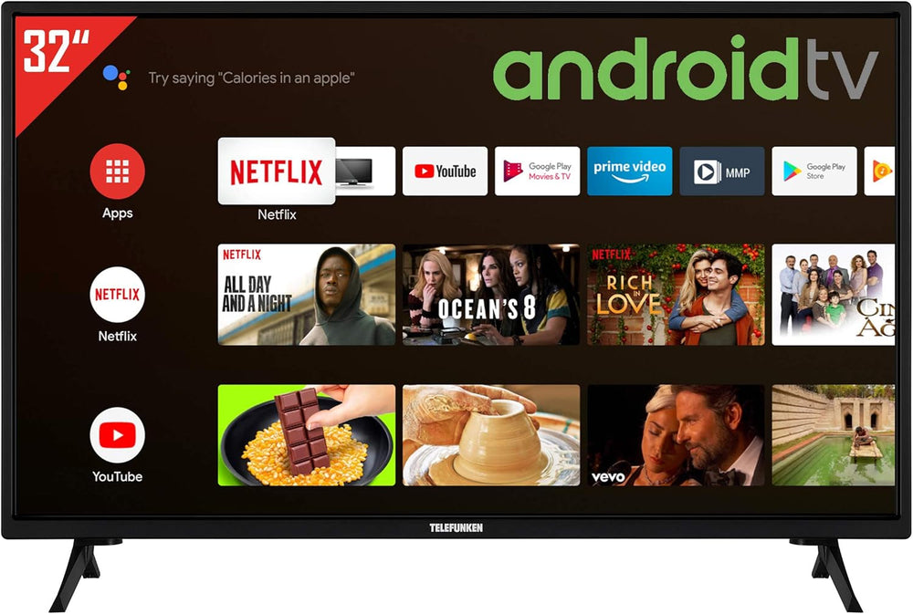 TELEFUNKEN XH24AN550MV Televizor de 24 inch/Smart TV cu Android (HD Ready, HDR, triplu tuner, 12 volți, Bluetooth) [2023]