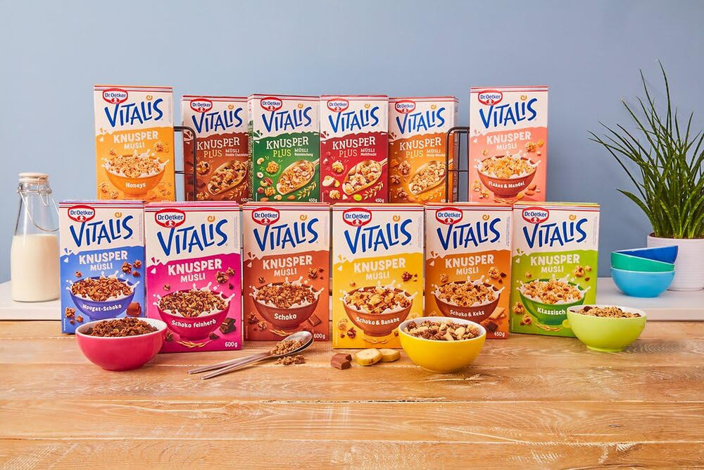 Dr. Oetker Vitalis Crunchy Honeys: Musli crocant cu miere, pentru micul dejun și gustări, pachet de 5 (5 x 600g)