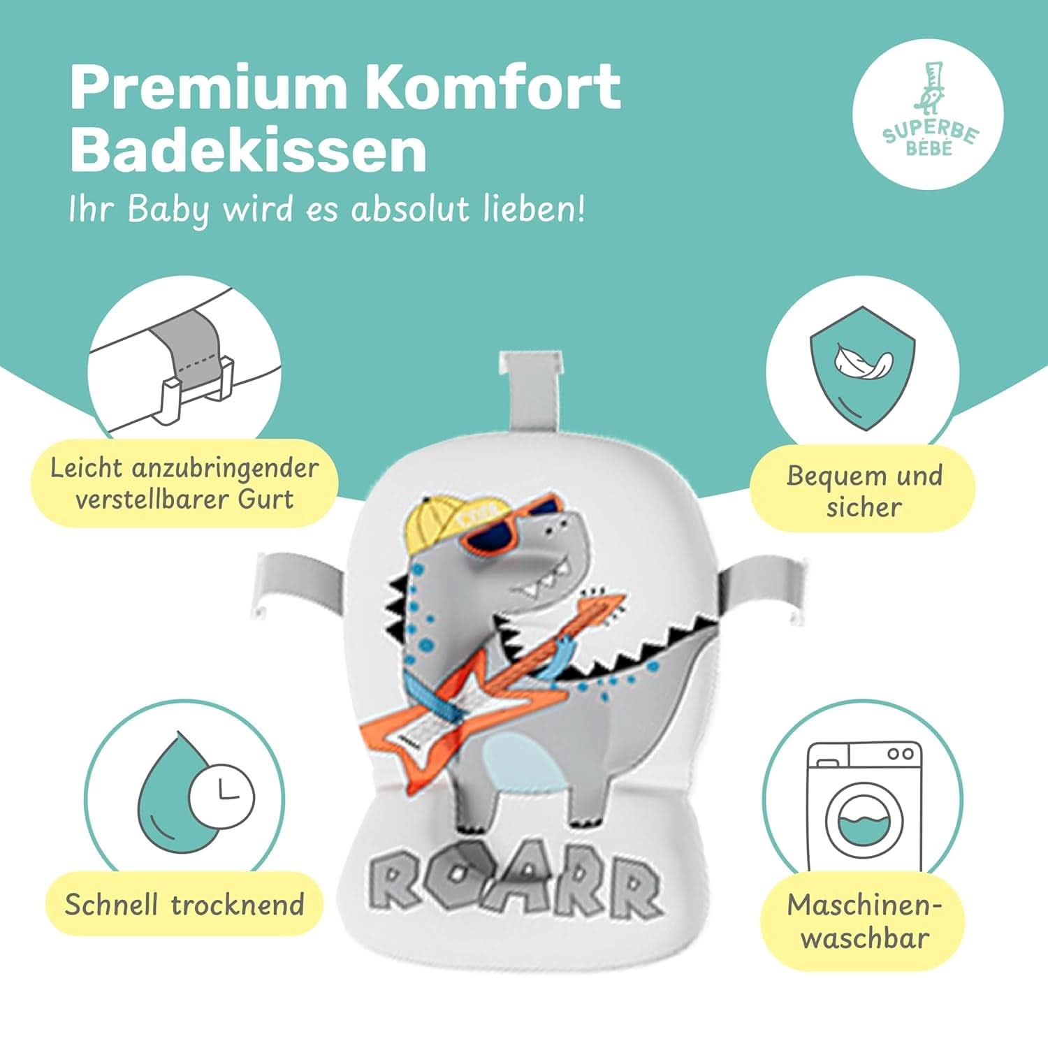 Faltbare Babybadewanne mit Badekissen und integriertem Thermometer Mutter und Kind Naty Shop