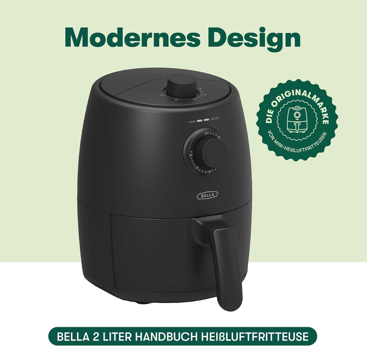 BELLA Heißluftfritteuse 1,9 l, kompakter 5-in-1-Multikocher, Antihaftbeschichtung, spülmaschinenfester Korb, Haushaltsgeräte Naty Shop