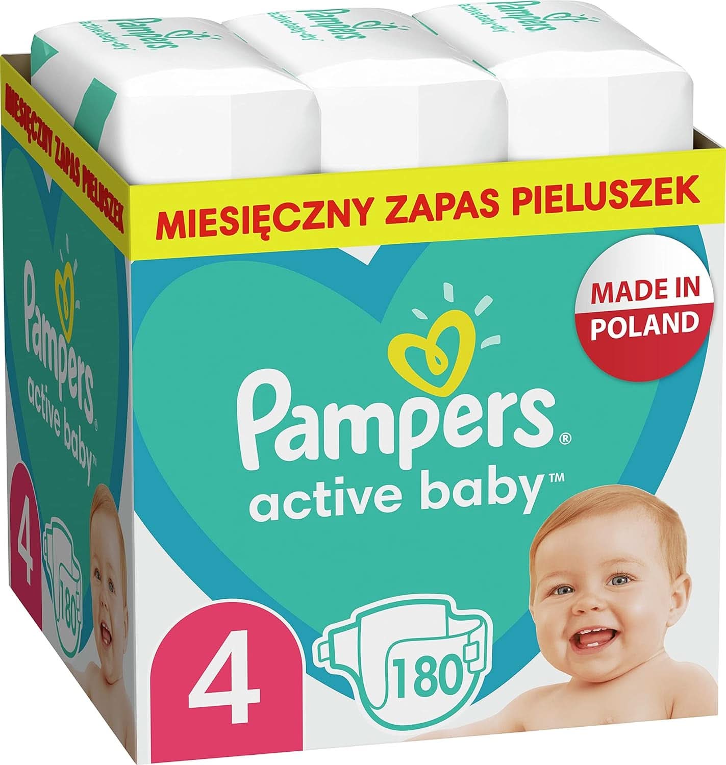 Pampers, Scutece pentru copii mărimea 4 (9-14 kg), 180 bucăți Mama si Copilul Naty Shop