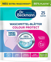 Waschmitteltücher Dr. Beckmann MAGIC LEAVES COLOR | Vordosierte und wasserlösliche Waschtücher | Platzsparend und einfach zu bedienen | 25 Blatt Naty Shop Waschmittel 25 Stück Farbe