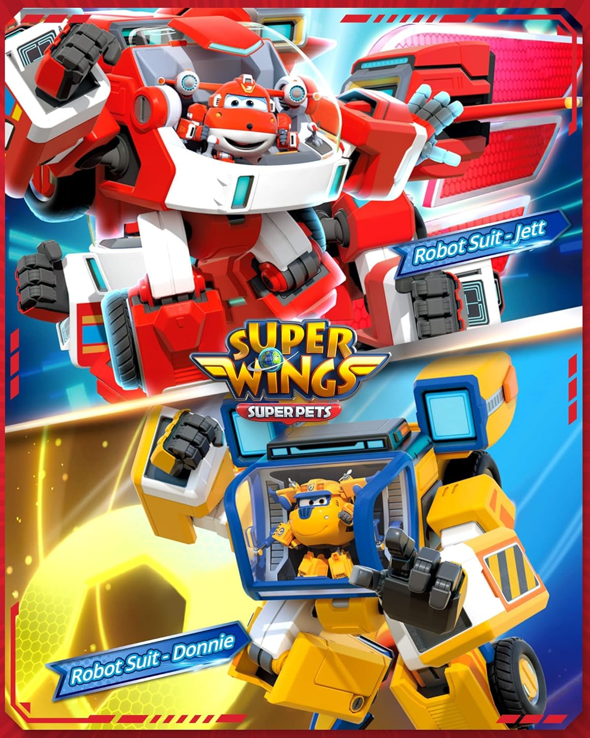 Super Wings Robot Toys – Jett Transformers Spielzeugautos Toy Trucks Avec Mini Jet Avion Jouets Pour Enfants 3 4 5 Ans, Red Actionfiguren Naty Shop