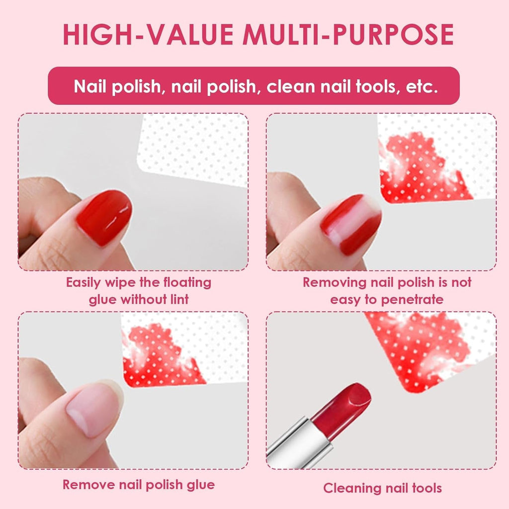 330 Stück Fusselfrei Nägel Wattepads, Fusselfreie Nageltücher, Nagel Wischtücher Wattepads, Nagellack Entfernen Für Cleaner Gelnägel Nail Wipes Pads (Weiß)