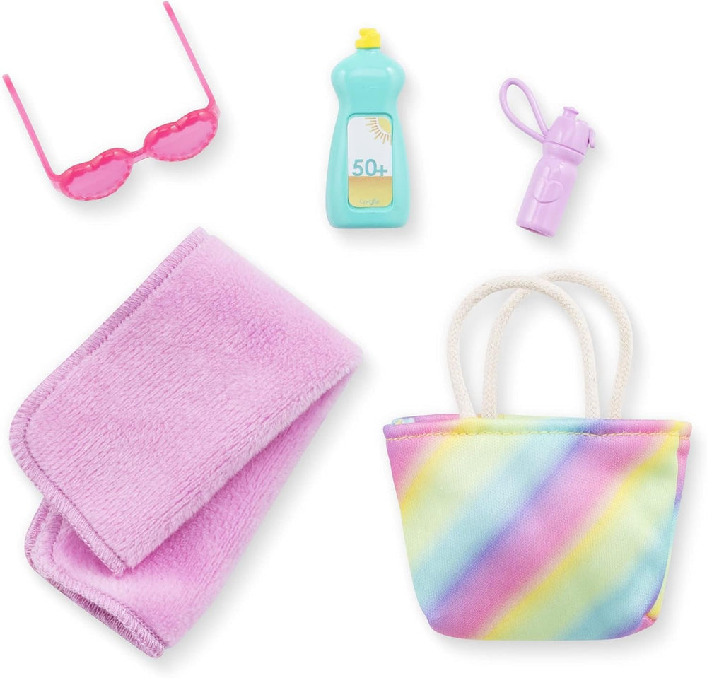 Corolle Girls Luna Beach Set, Ankleidepuppe im süßen Beach Outfit und 5 Teile, Vanilleduft, 28cm, ab 4 Jahre
