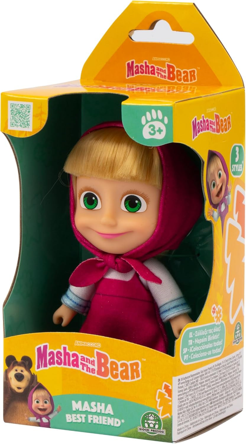Masha și Michka, Păpușă, 12 cm, Colecționabilă, Model Ținută de vară, Jucărie pentru copii de la 3 ani în sus, MHA001