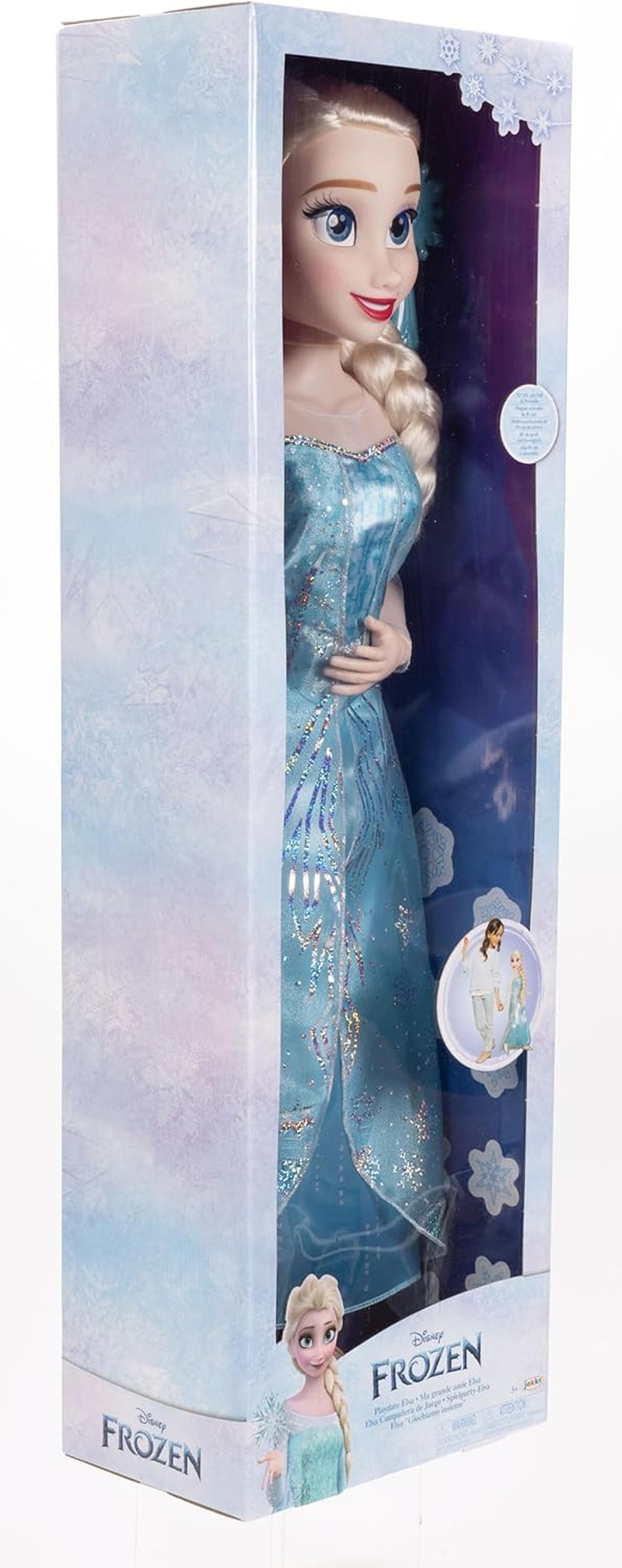 Disney Die Eiskönigin Playdate ELSA Riesenpuppe, 80 cm, von Jakks Pacific, voll bewegliche Puppe mit 11 Bewegungspunkten, inklusive Haarbürste und Zubehör