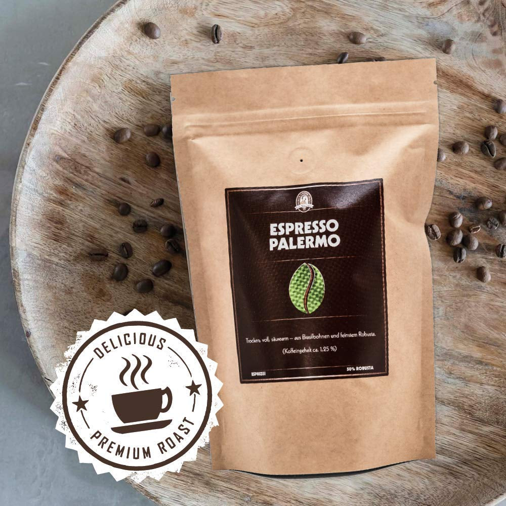 Henry's Espresso Palermo 1000g - prăjire italiană - aromă puternică - aciditate scăzută - calitate rafinată - prăjire manuală în Germania - boabe de cafea direct de la fermier
