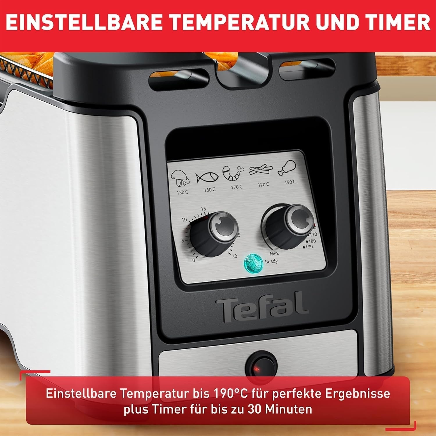 Tefal FR600D Clear Duo Fritteuse, Frittieren mit weniger Rauch und Gerüchen, 1,2 kg Fassungsvermögen, Thermostat, Timer, großes Sichtfenster ohne Nebel Haushaltsgeräte Naty Shop
