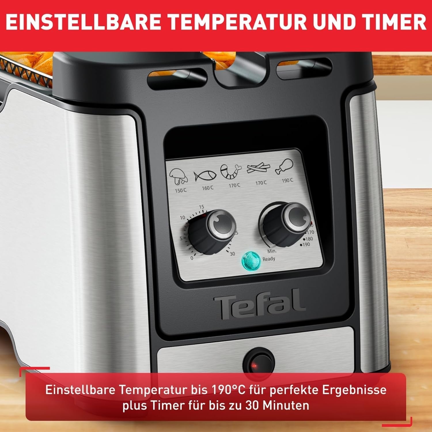 Tefal FR600D Clear Duo Fritteuse, Frittieren mit weniger Rauch und Gerüchen, 1,2 kg Fassungsvermögen, Thermostat, Timer, großes Sichtfenster ohne Nebel Haushaltsgeräte Naty Shop