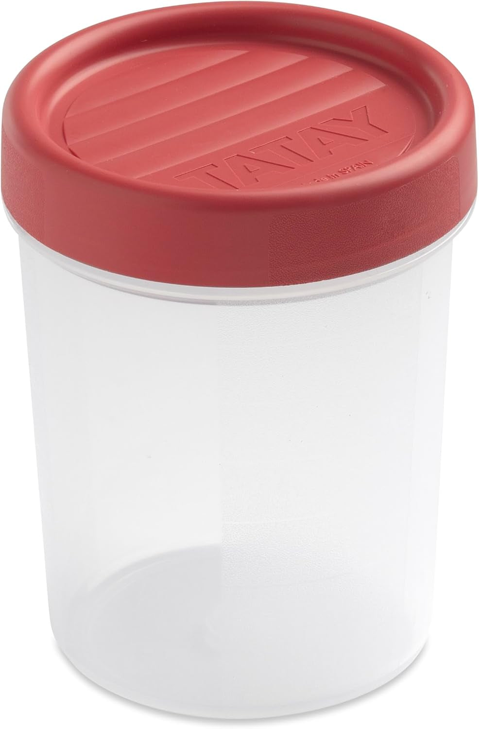 Borcan TATAY pentru depozitarea alimentelor, Etanș la aer, 0,4L capacitate, Capac cu șurub, Fără BPA, Potrivit pentru microunde și mașină de spălat vase, Roșu merișor. Dimensiuni: 8,5 x 8,5 x 11,1 cm Cutii depozitare alimente Naty Shop Titlu implicit