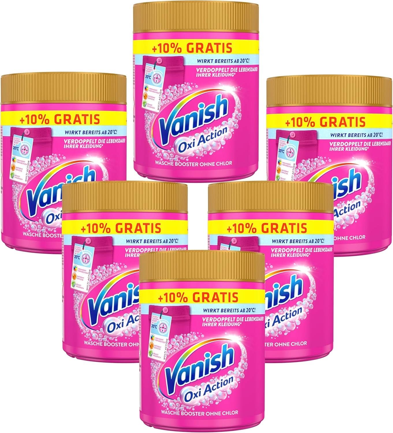 Vanish Oxi Action Powder Pink - 1 X 1.65 Kg - pudră de îndepărtare a petelor și de îmbunătățire a rufelor fără clor - pentru rufe colorate Detergenti Rufe Naty Shop Set 6 x 605 grame