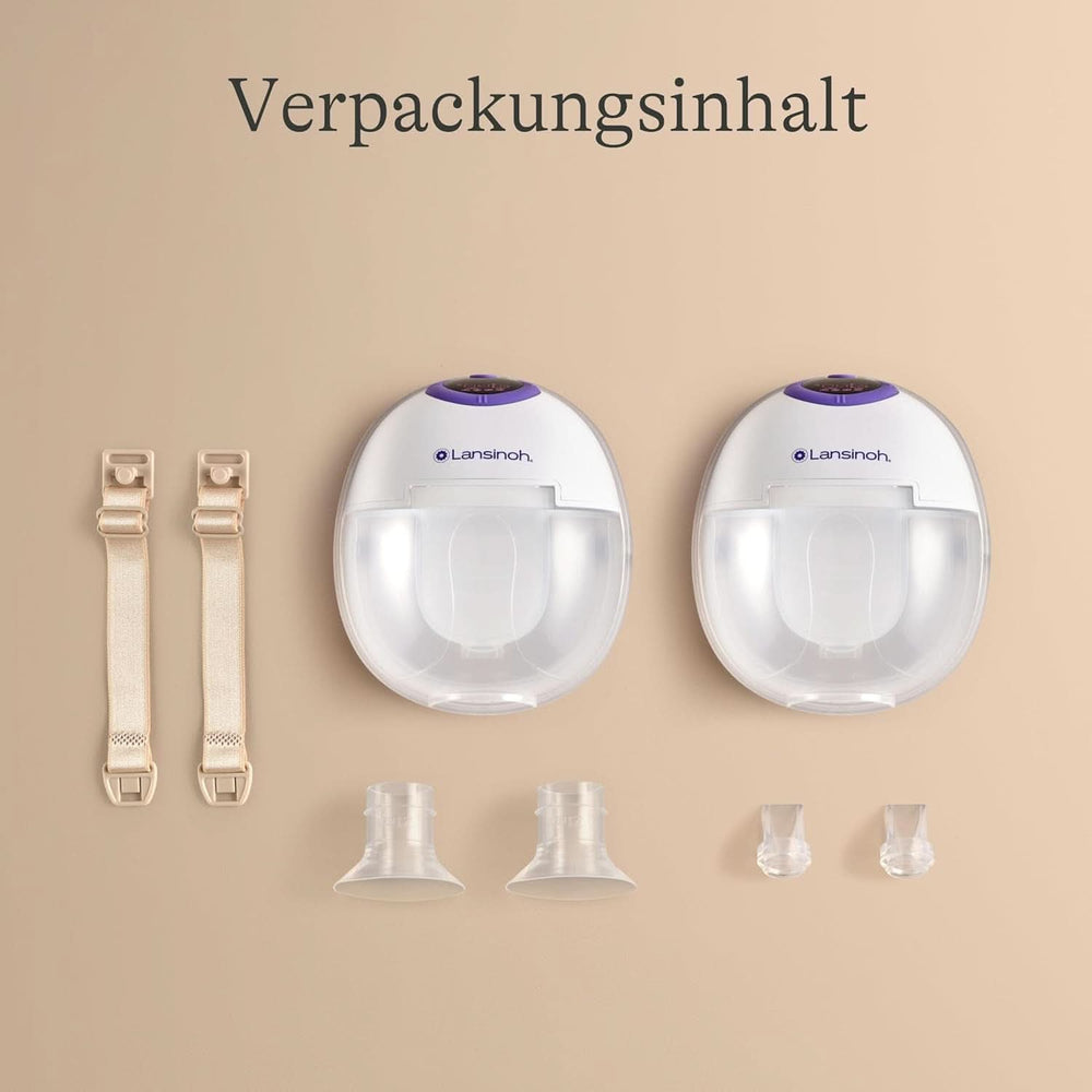 Lansinoh Tragbare Elektrische Doppelmilchpumpe – Freihändig Und Leise Abpumpen Ohne Kabel & Schläuche – Tragbarer Akku – Einfache Bedienung & Reinigung - Handsfree Accessories Food and Breastfeeding Bebe Naty Shop