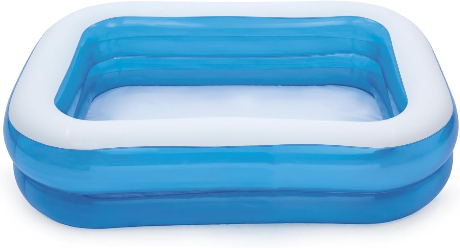 Bestway - Piscină gonflabilă dreptunghiulară Deluxe albastră, 211 x 132 x 46 cm, Albastră/Alb