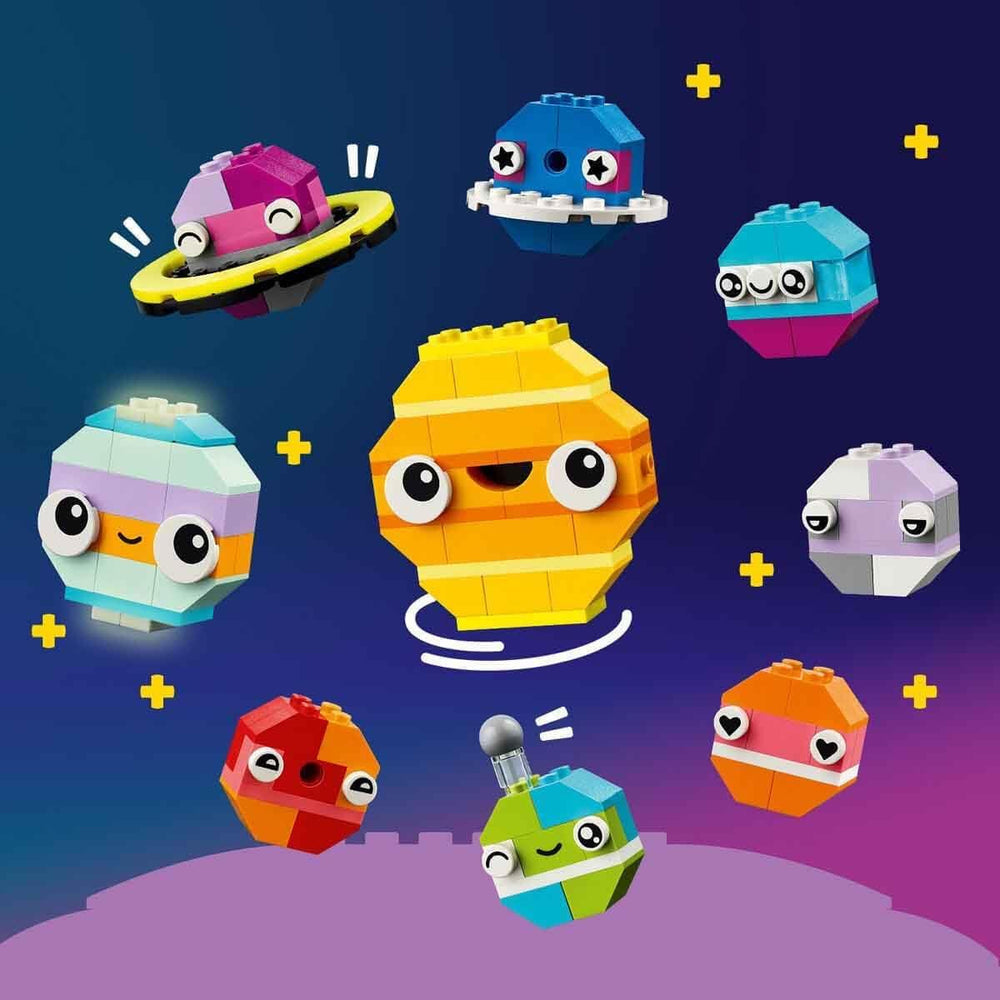 LEGO Classic Kreative Weltraumplaneten, baubares Sonnensystem-Modell für Kinder, Weltraum-Spielzeug mit Rakete, Raumschiff, Planeten und Alien, Geschenk für Kinder, Jungs und Mädchen ab 5 Jahren 11037