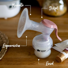 Tommee Tippee Made for Me Manuelle Einzel-Milchpumpe, Starke Saugkraft, Ergonomischer Griff, Tragbare Und Leise Milchpumpe, Samt Babyflasche Zubehör Essen und Stillen Bebe Naty Shop