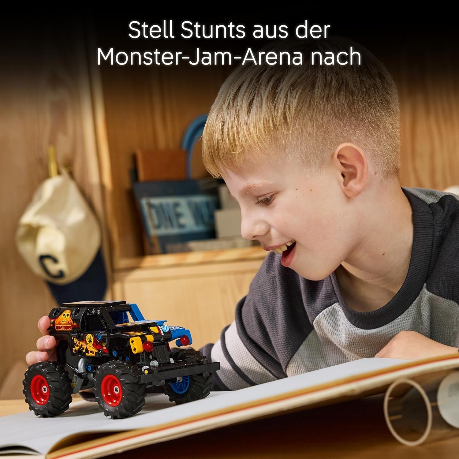 LEGO Technic Monster Jam Grave Digger Feuer und EIS - Monstertruck Modellbau & Konstruktionsspielzeug mit Rückziehmotor - Spielzeug für Kinder, Mädchen & Jungen - Geschenke für Kinder - 42219