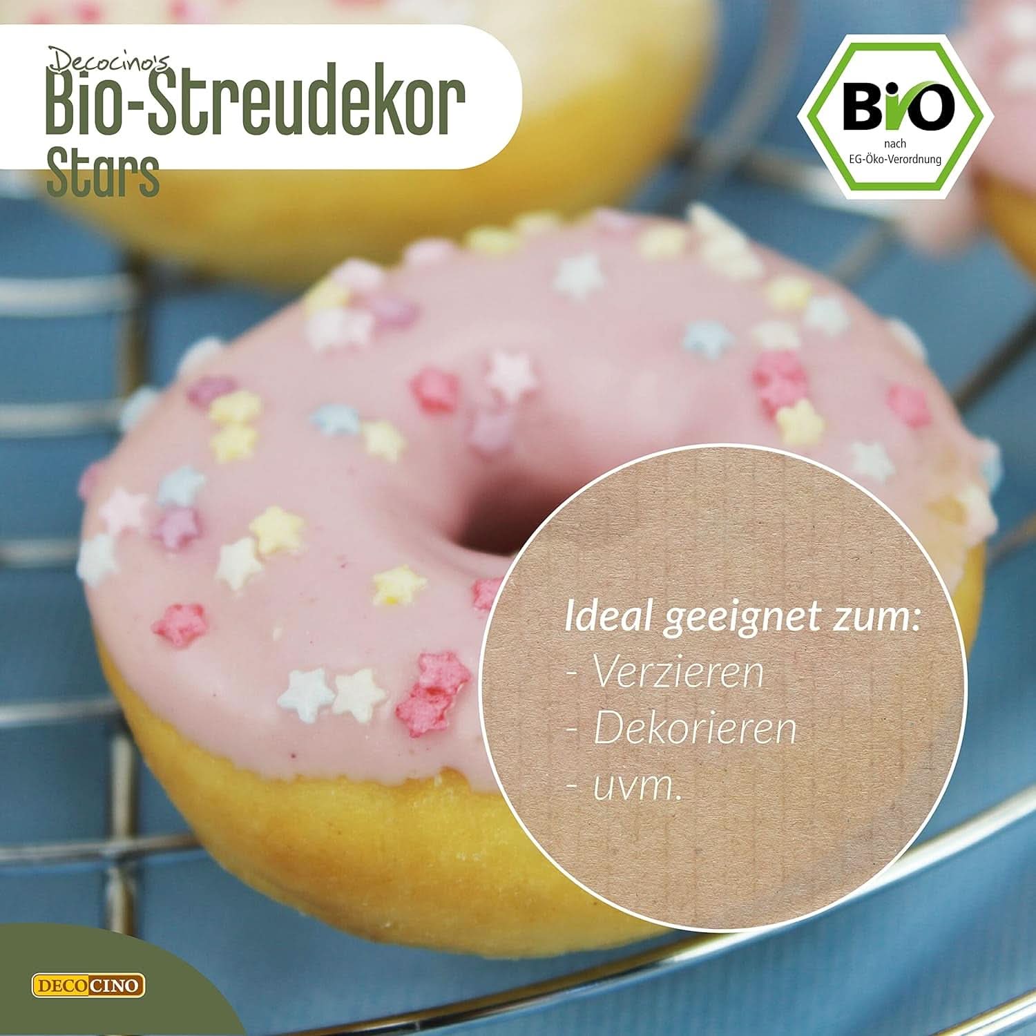 DECOCINO Organic Sprinkle Stars, 50 grame Sprinkles Naty Shop