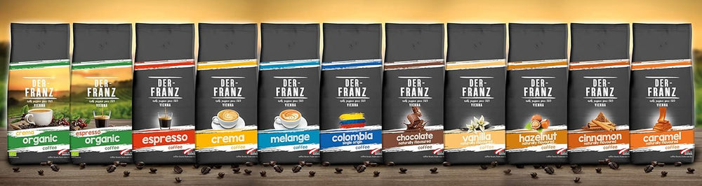 Der-Franz Kaffee, Mischung aus Arabica und Robusta, geröstet, ganze Bohne aromatisiert mit natürlicher Haselnuss UTZ, 1000 g