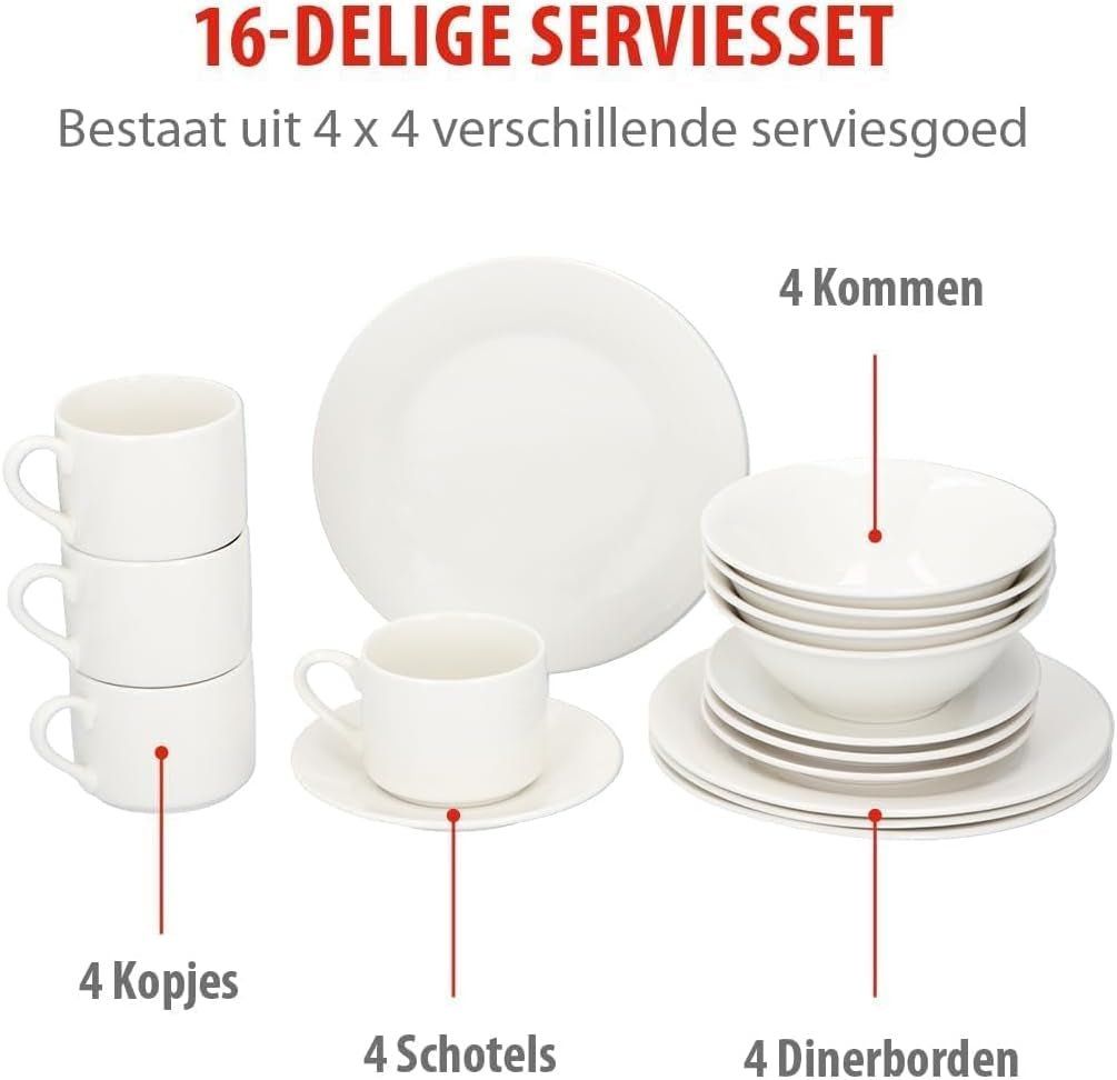 Alpina Geschirrset für 4 Personen zum Frühstück Geschirrsets Naty Shop