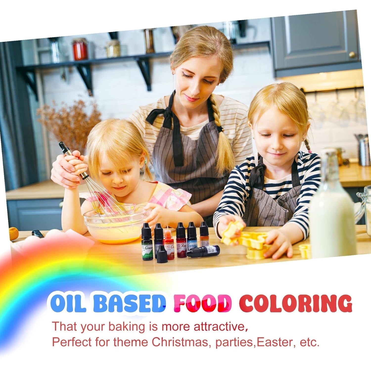 Colorant alimentar liposolubil pentru ciocolată - culorile curcubeului, coloranți alimentari pe bază de ulei pentru fondant, decorarea torturilor, copt - colorant alimentar lichid pentru unt de cacao, cremă de unt - 12 g fiecare