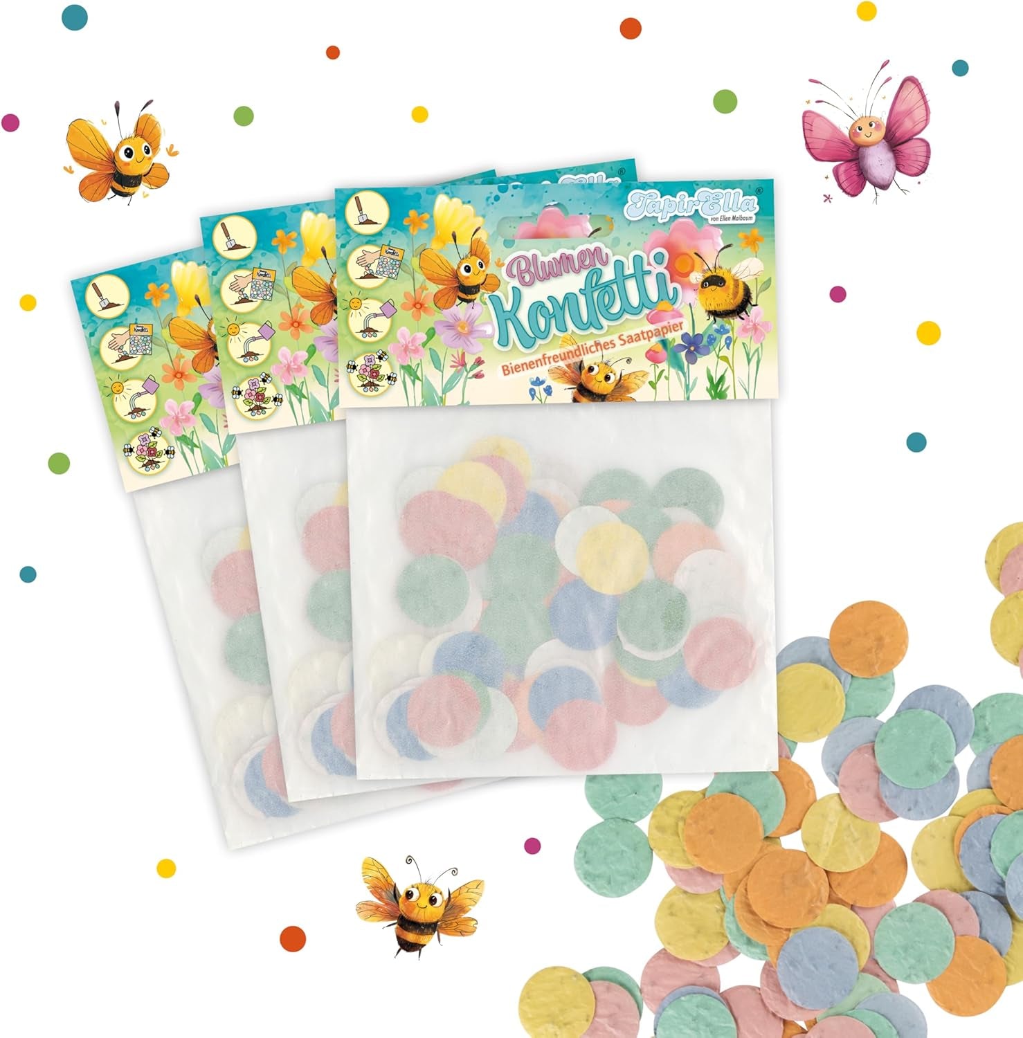 Blumen Konfetti, Wildblumen Mix, Samen Konfetti Mit Einem Mix Aus Bunten Blumen, Paradies Für Bienen Von Lutz Mauder, Saatpapier Mix, Geschenk, Dekoration (Ca. 150 Stck.)