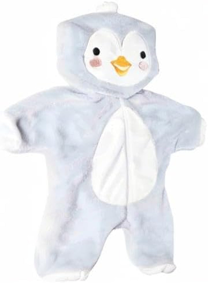 Heless 2198 - Overall für Puppen im Pinguin-Design, kuschelweicher Einteiler mit Kapuze und Reißverschluss, Größe 35 - 45 cm